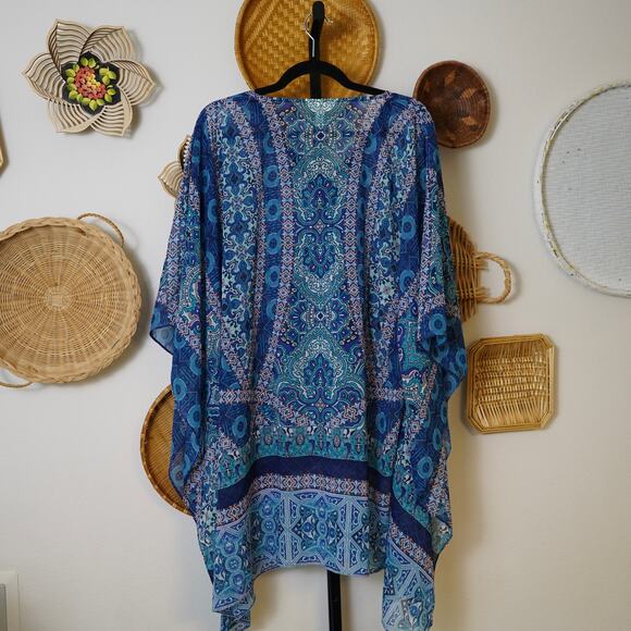 Soma Swim Lace Up Caftan Swim Cover Up Blue Womens Size L/XL - Picture 3 of 5